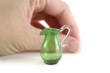 Vintage 1:12 Miniature Dollhouse Green & Clear Glass Pitcher