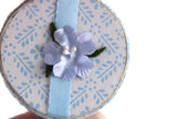 Vintage 1:12 Miniature Dollhouse Large Blue & White Floral Hat Box