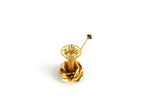 Vintage 1:6 Miniature Dollhouse Brass Hat Pin Holder & Rhinestone Hat Pin