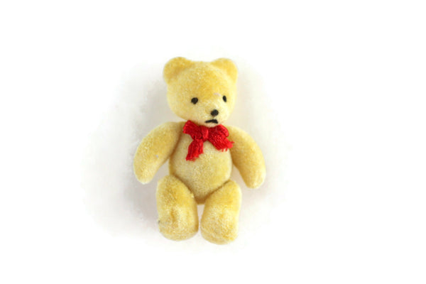 Vintage 1:12 Miniature Dollhouse Light Yellow Poseable Teddy Bear