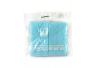 New Vintage 1:12 Miniature Dollhouse Blue & White Lace Bath Towel Set