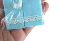 New Vintage 1:12 Miniature Dollhouse Blue & White Lace Bath Towel Set