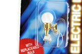 New Vintage 1:12 Miniature Dollhouse Working 12V Plug-In Brass Globe Wall Sconce Light