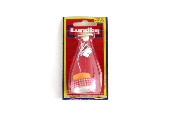 New Vintage 1:12 Miniature Dollhouse Working Original Lundby Plug-In 5V Mid-Century Orange & Red Pendant Light