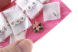 New Vintage 1:12 Miniature Dollhouse 7 Piece White & Pink Hand Towel, Washcloth & Soap Dish Set