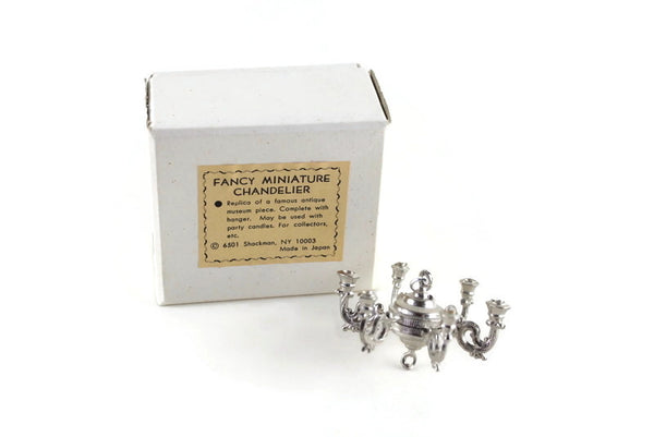 New Vintage 1:12 Miniature Dollhouse Silver Metal Candle Chandelier by Shackman