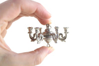 New Vintage 1:12 Miniature Dollhouse Silver Metal Candle Chandelier by Shackman