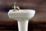 Vintage 1:12 Miniature Dollhouse Off-White Porcelain Bathroom Pedestal Sink