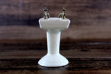 Vintage 1:12 Miniature Dollhouse Off-White Porcelain Bathroom Pedestal Sink