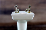 Vintage 1:12 Miniature Dollhouse Off-White Porcelain Bathroom Pedestal Sink