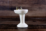 Vintage 1:12 Miniature Dollhouse Off-White Porcelain Bathroom Pedestal Sink