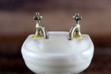 Vintage 1:12 Miniature Dollhouse Off-White Porcelain Bathroom Pedestal Sink