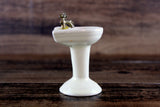Vintage 1:12 Miniature Dollhouse Off-White Porcelain Bathroom Pedestal Sink
