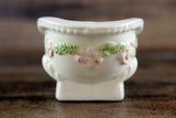 Vintage 1:12 Miniature Dollhouse Off-White Porcelain Bathtub with Textured Pink Flowers & Green Leaves