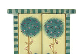 Vintage 1:12 Miniature Dollhouse Wooden Painted Topiary Cabinet, Cupboard, or Armoire