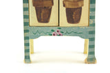 Vintage 1:12 Miniature Dollhouse Wooden Painted Topiary Cabinet, Cupboard, or Armoire