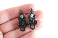 Vintage 1:12 Miniature Dollhouse Set of 2 Black Wall Sconces with Candles