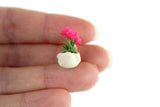Vintage 1:12 Miniature Dollhouse White Swan Planter with Pink Flowers