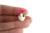 Vintage 1:12 Miniature Dollhouse White Swan Planter with Pink Flowers