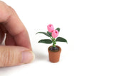 Vintage 1:12 Miniature Dollhouse Pink Tulip Potted Plant