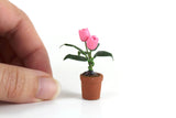 Vintage 1:12 Miniature Dollhouse Pink Tulip Potted Plant