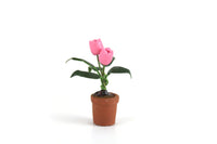 Vintage 1:12 Miniature Dollhouse Pink Tulip Potted Plant