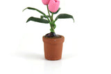 Vintage 1:12 Miniature Dollhouse Pink Tulip Potted Plant