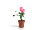 Vintage 1:12 Miniature Dollhouse Pink Tulip Potted Plant