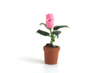 Vintage 1:12 Miniature Dollhouse Pink Tulip Potted Plant