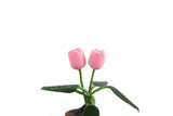 Vintage 1:12 Miniature Dollhouse Pink Tulip Potted Plant