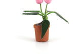 Vintage 1:12 Miniature Dollhouse Pink Tulip Potted Plant