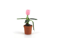 Vintage 1:12 Miniature Dollhouse Pink Tulip Potted Plant