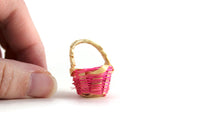 Vintage Miniature Dollhouse Pink Wicker Basket