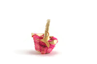 Vintage Miniature Dollhouse Pink Wicker Basket