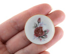 Vintage 1:6 Miniature Dollhouse White & Pink Rose Porcelain Plate