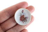 Vintage 1:6 Miniature Dollhouse White & Pink Rose Porcelain Plate