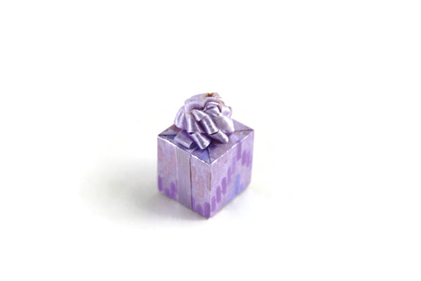 Vintage 1:12 Miniature Dollhouse Purple Wrapped Gift Box Present