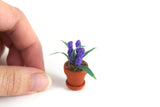 Vintage 1:12 Miniature Dollhouse Purple Hyacinth Potted Plant