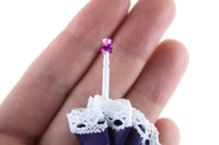 Vintage 1:12 Miniature Dollhouse Purple & White Umbrella or Parasol