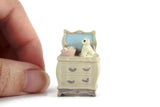 Vintage 1:48 Quarter Scale Miniature Dollhouse Dresser with Cat Figurine