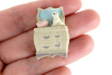 Vintage 1:48 Quarter Scale Miniature Dollhouse Dresser with Cat Figurine