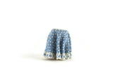 Vintage 1:48 Quarter Scale Miniature Dollhouse Table with Blue & White Polka Dot Tablecloth