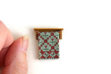 Artisan-Made Vintage 1:48 Quarter Scale Miniature Dollhouse Wooden Wall Shelf with Tapestry or Blanket