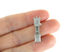 Vintage 1:48 Quarter Scale Miniature Dollhouse Silver Metal Grandfather Clock
