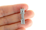 Vintage 1:48 Quarter Scale Miniature Dollhouse Silver Metal Grandfather Clock