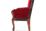 Vintage 1:12 Miniature Dollhouse Red Velvet Victorian-Style Parlor Sofa
