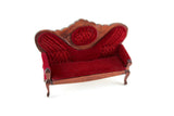 Vintage 1:12 Miniature Dollhouse Red Velvet Victorian-Style Parlor Sofa