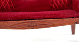 Vintage 1:12 Miniature Dollhouse Red Velvet Victorian-Style Parlor Sofa