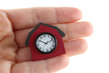 Artisan-Made Vintage 1:12 Miniature Dollhouse Wooden Red Barn Wall Clock Signed by Artist