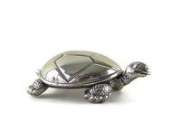 Vintage Silverplated Turtle Wind Up Music Box Figurine by Reed and Barton, Plays Brahms' Lullaby